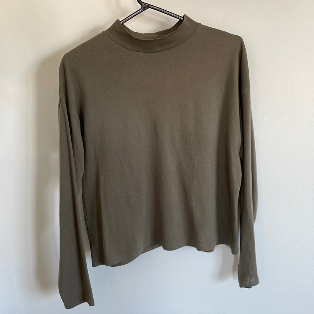 Women's Olive Long-Sleeve Mock Neck Top